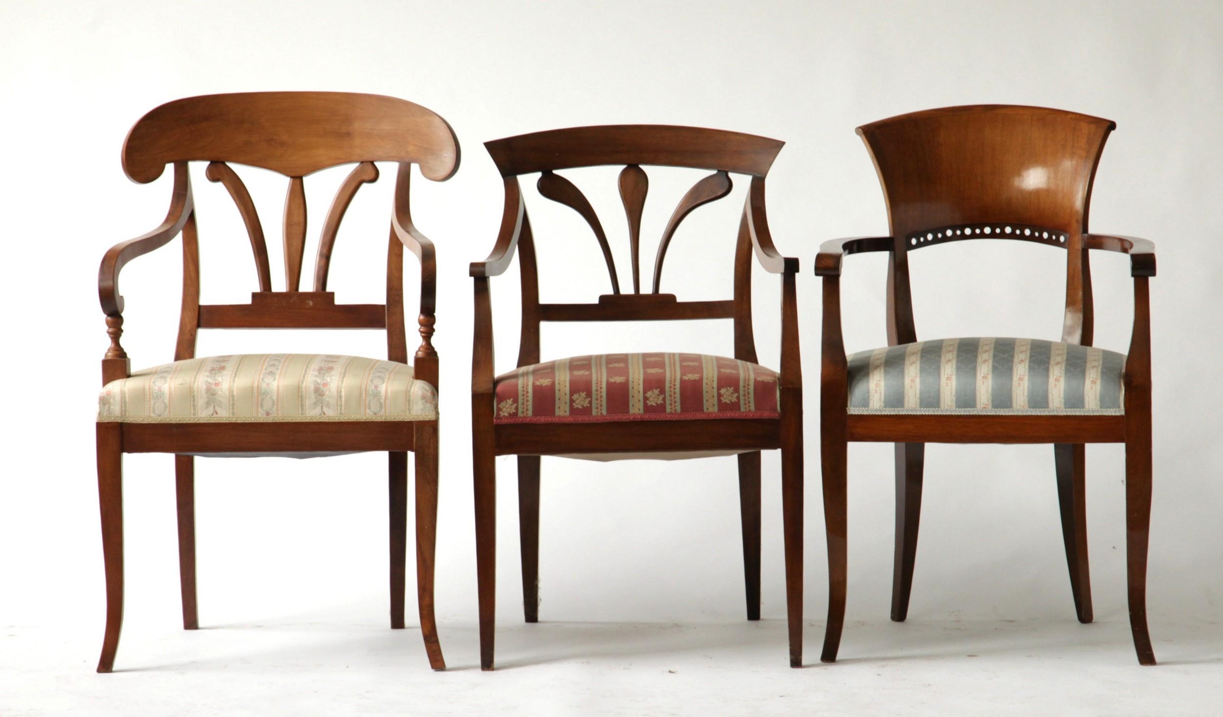 Austrian Biedermeier Eclectic Set, Unique Set of 6 Armchairs Each in Different Design
