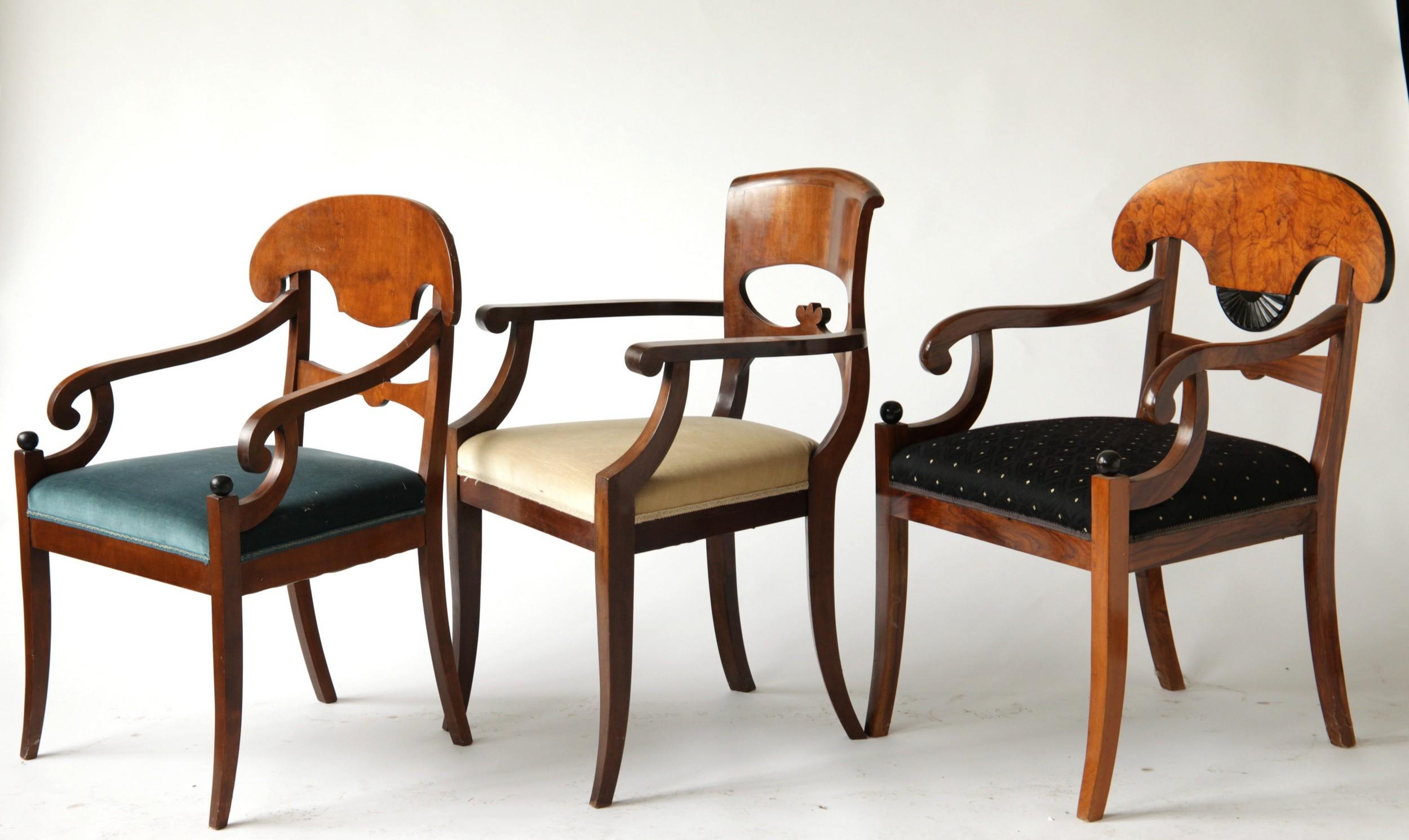 Biedermeier Eclectic Set, Unique Set of 6 Armchairs Each in Different Design 1