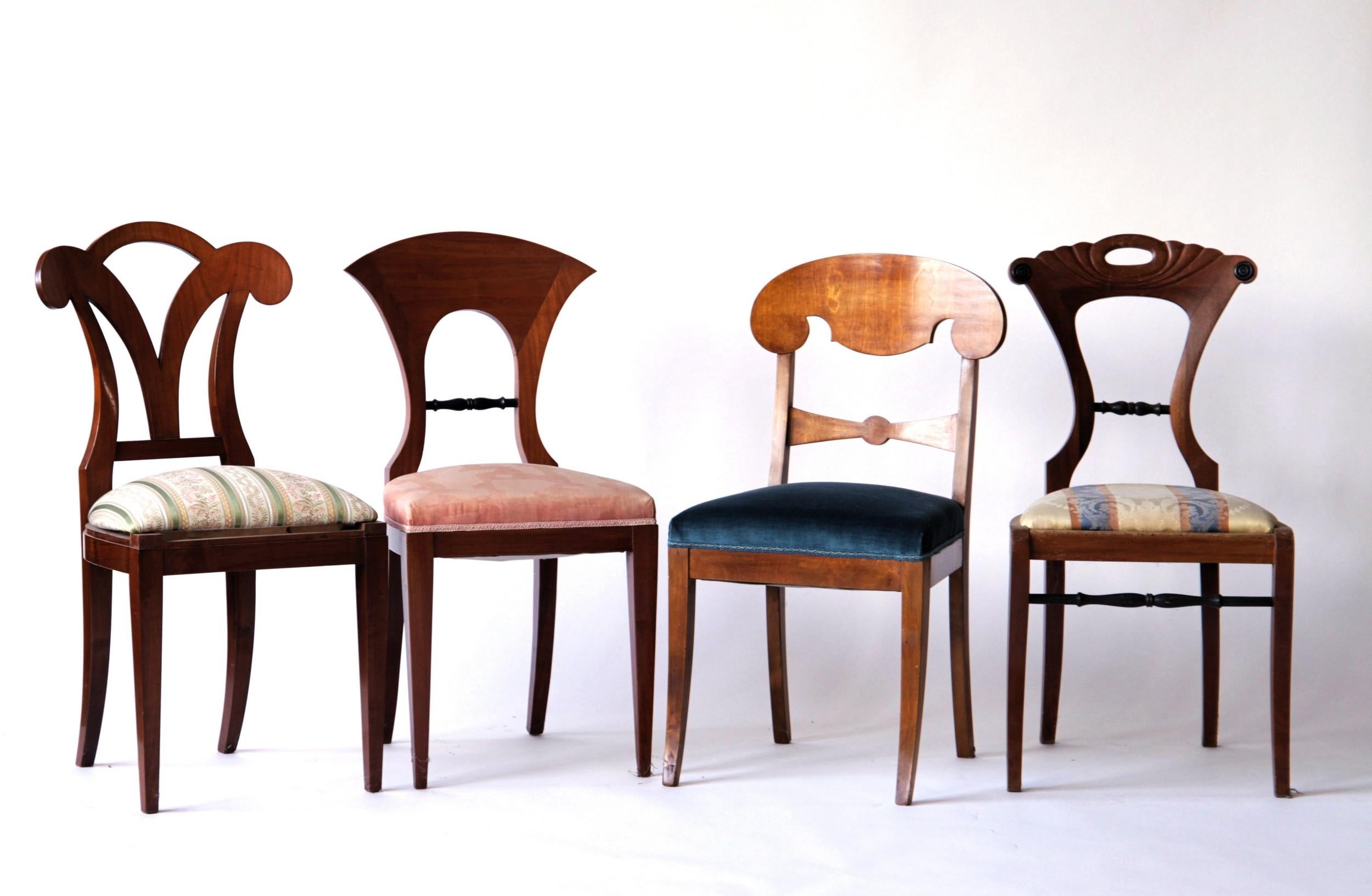 Biedermeier Eclectic Set, Unique Set of 8 Dining Chairs Each in Different Design 7