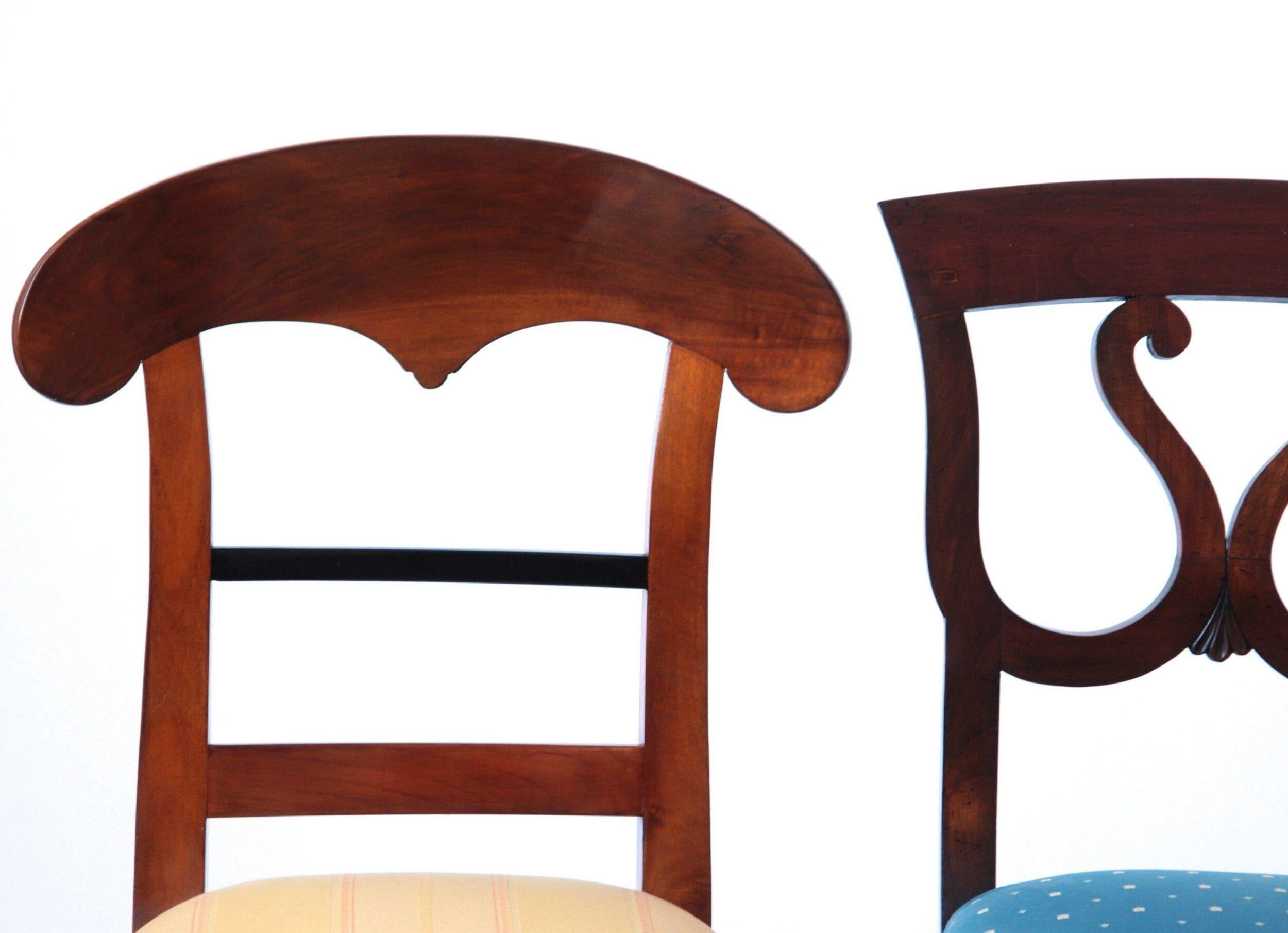 Biedermeier Eclectic Set, Unique Set of 8 Dining Chairs Each in Different Design 8