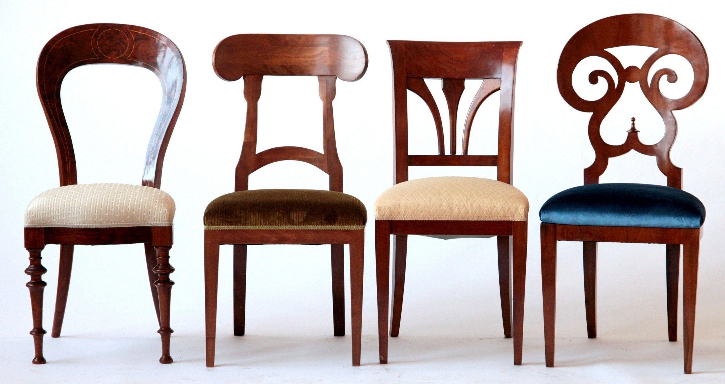 Biedermeier Eclectic Set, Unique Set of 8 Dining Chairs Each in Different Design 10
