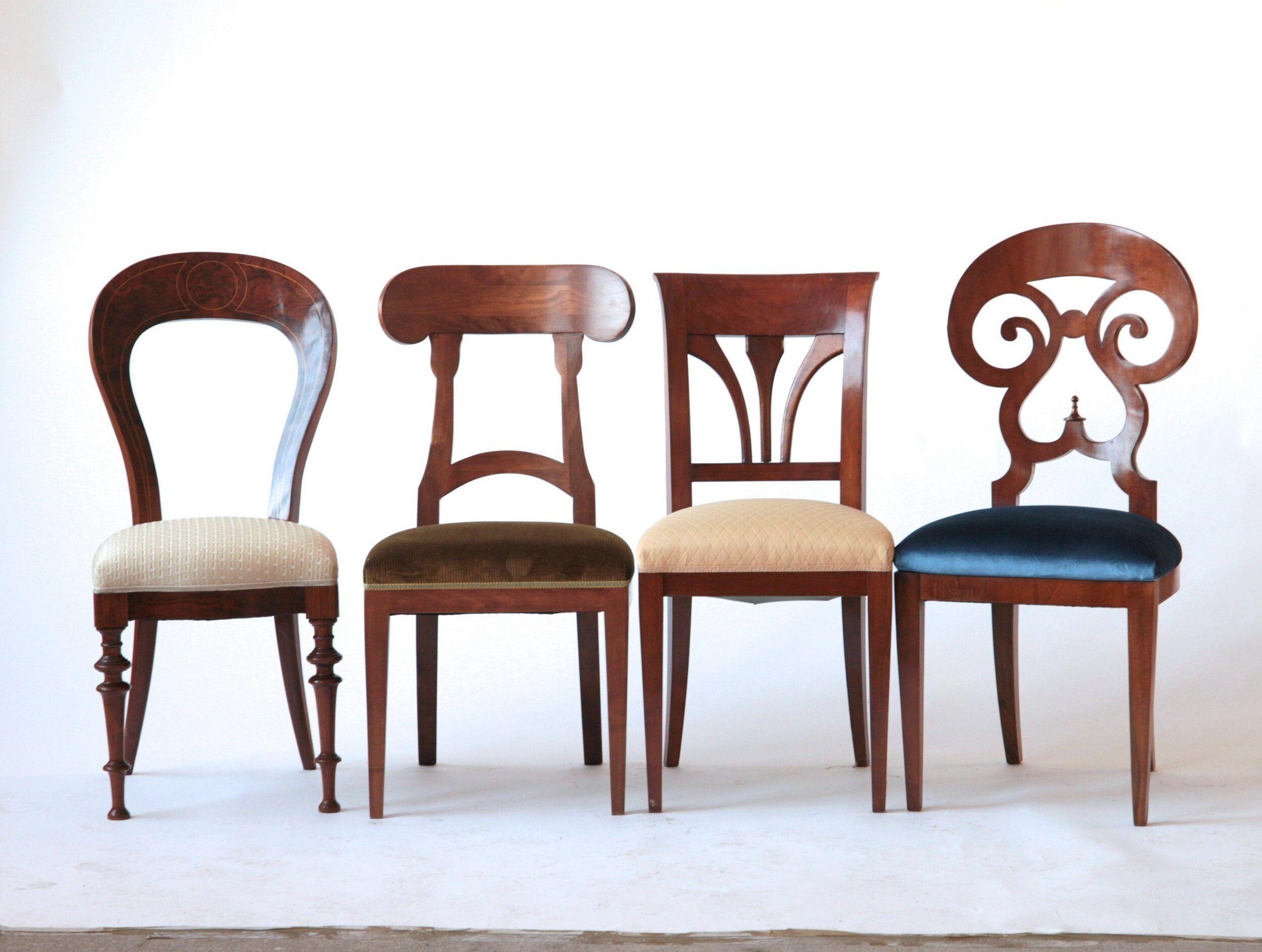 I'm proposing here a new Biedermeier set. Made of eight different style of chairs.

After the success of the first sets I was able to make two more interesting sets from the collection that is probably the widest mid-19th century chair