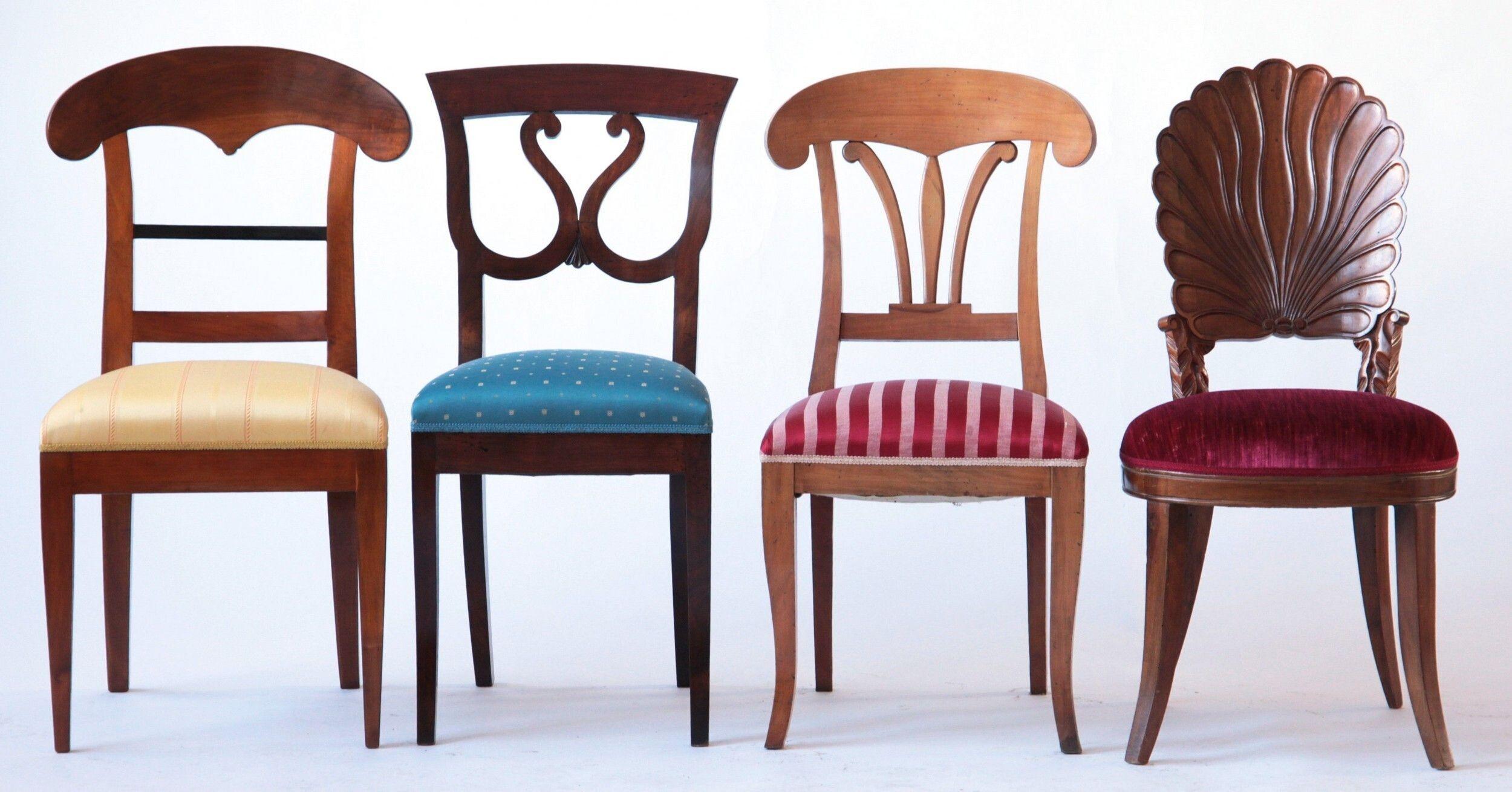 Biedermeier Eclectic Set, Unique Set of 8 Dining Chairs Each in Different Design 11