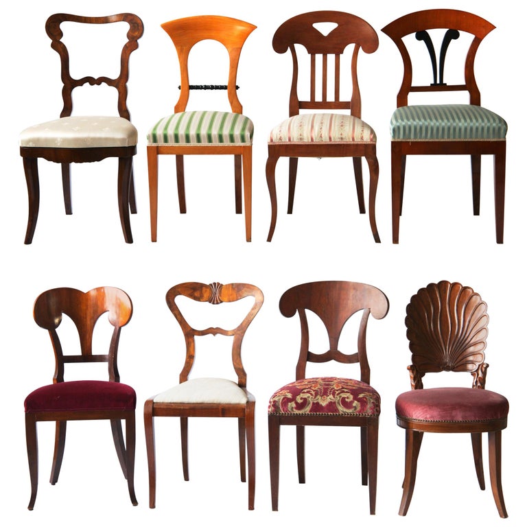 Biedermeier Eclectic Set Unique Set Of 8 Dining Chairs Each In Different Design For Sale At 1stdibs