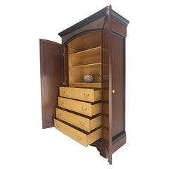 Biedermeier Empire fusion Brown Mahogany Armoire Fitted 4 Drawers Storage Shelve