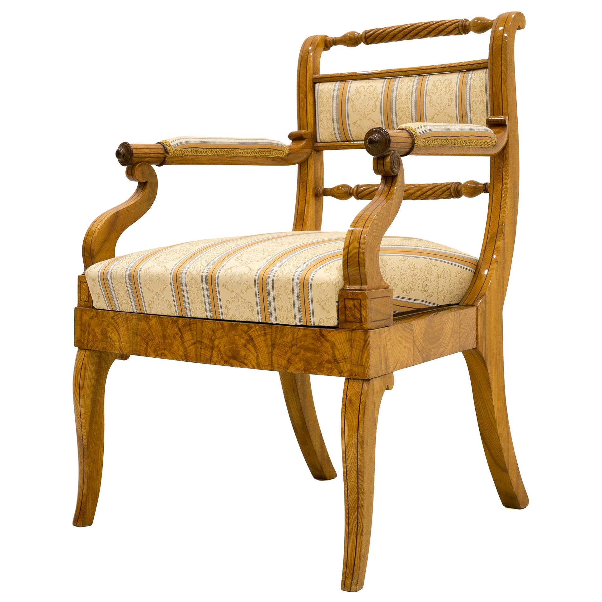 Biedermeier-Era Ash Armchair, Germany, 19th Century