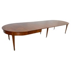 Biedermeier Expandable Dining Table, Walnut, Brass, Swiss circa 1820