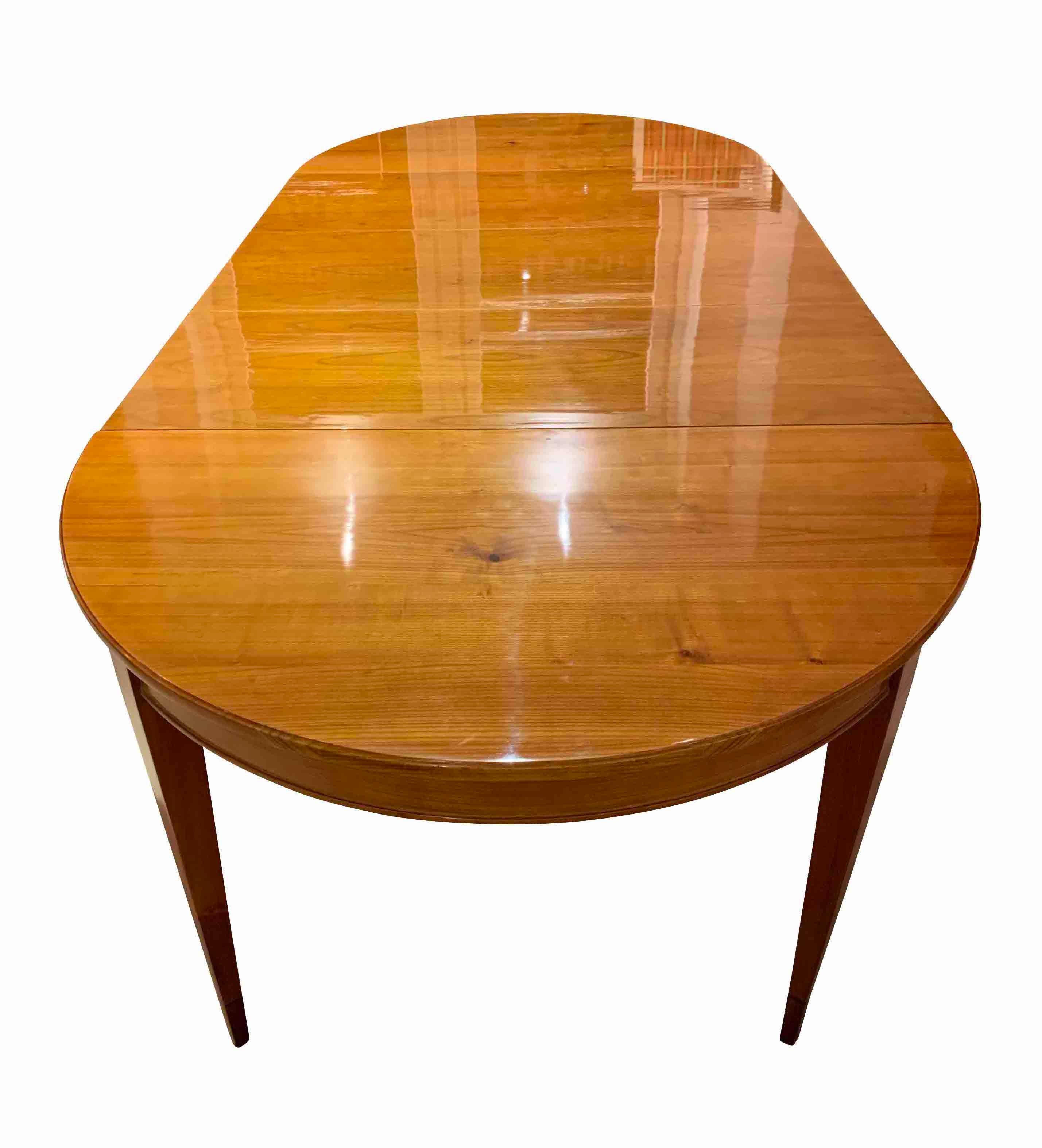 Polished Biedermeier Expandable Table, Cherrywood, Southwest Germany, 19th Century