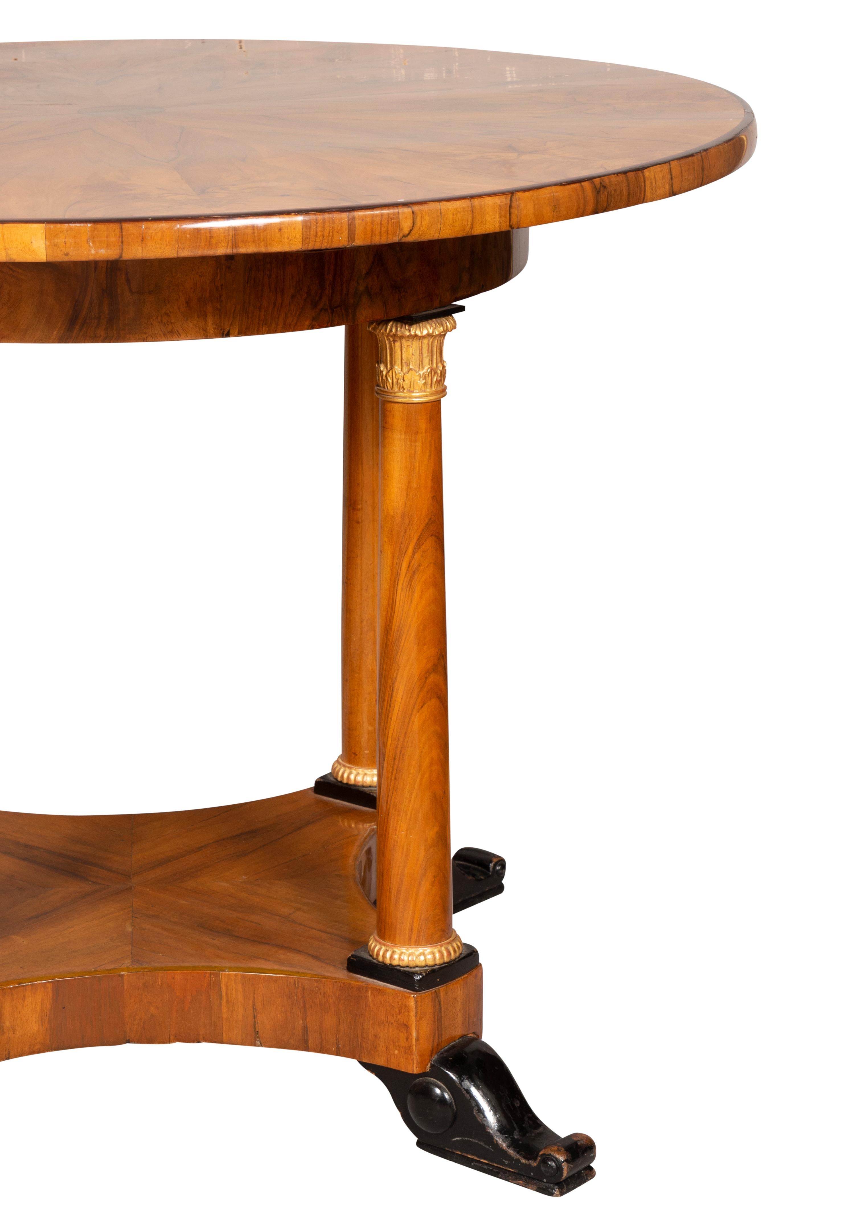 Biedermeier Figured Walnut and Ebonized Center Table 6