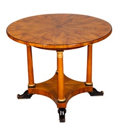 Biedermeier Figured Walnut and Ebonized Center Table