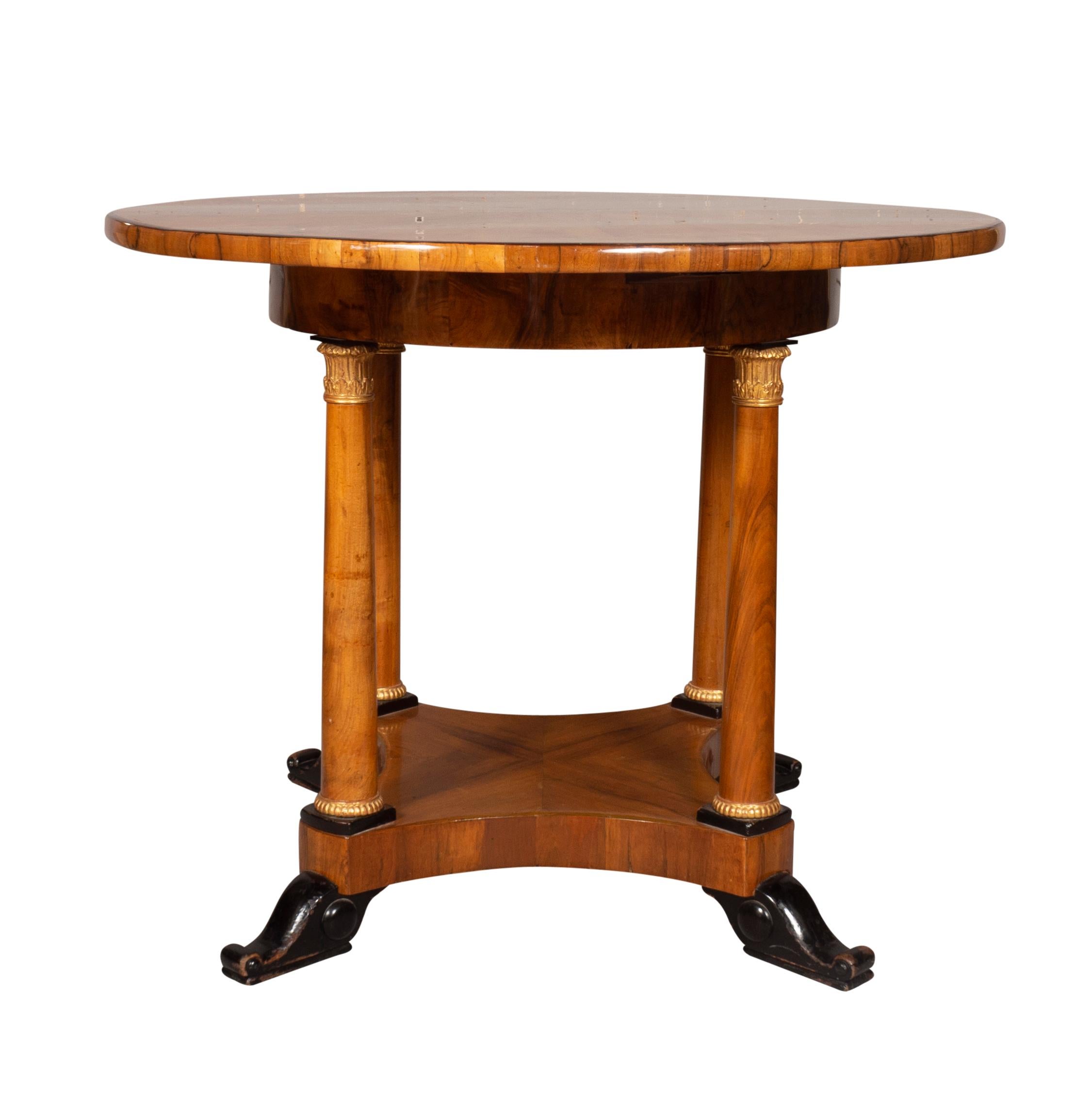 Mid-19th Century Biedermeier Figured Walnut and Ebonized Center Table