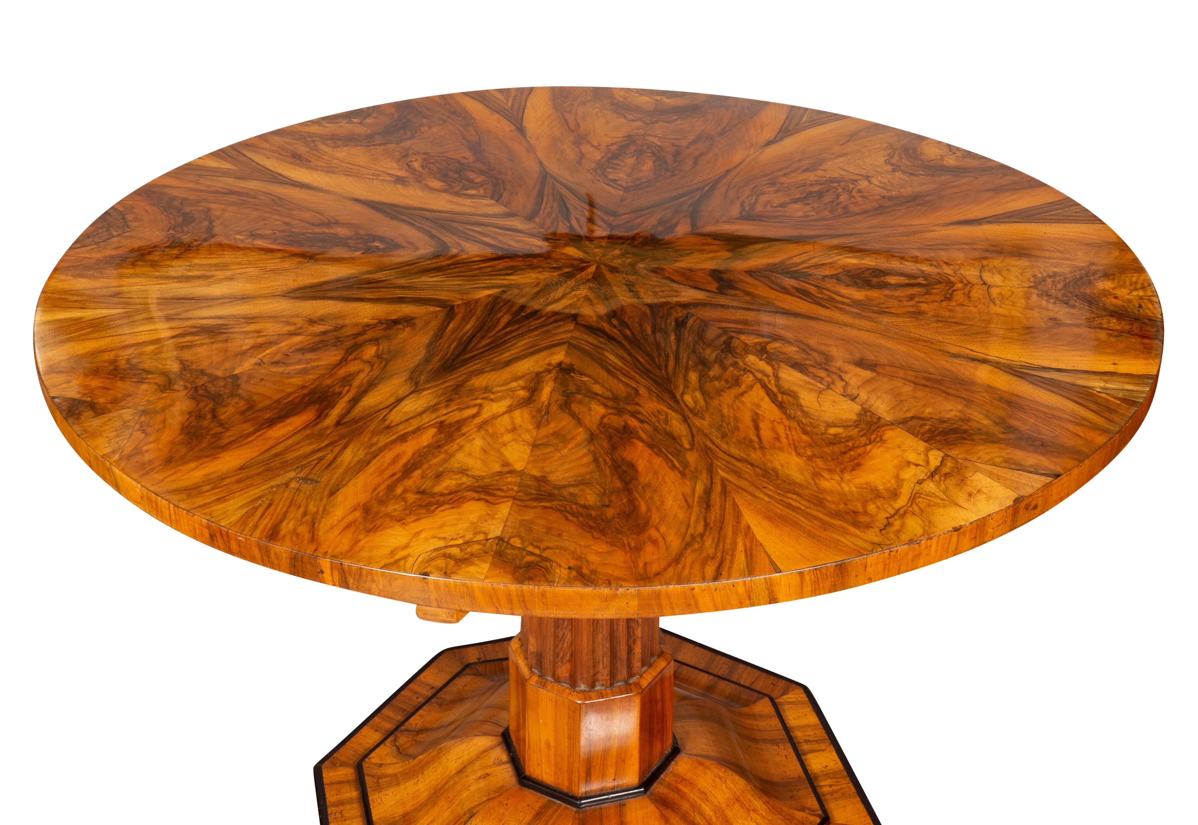 Biedermeier Figured Walnut Center Table In Good Condition For Sale In Essex, MA