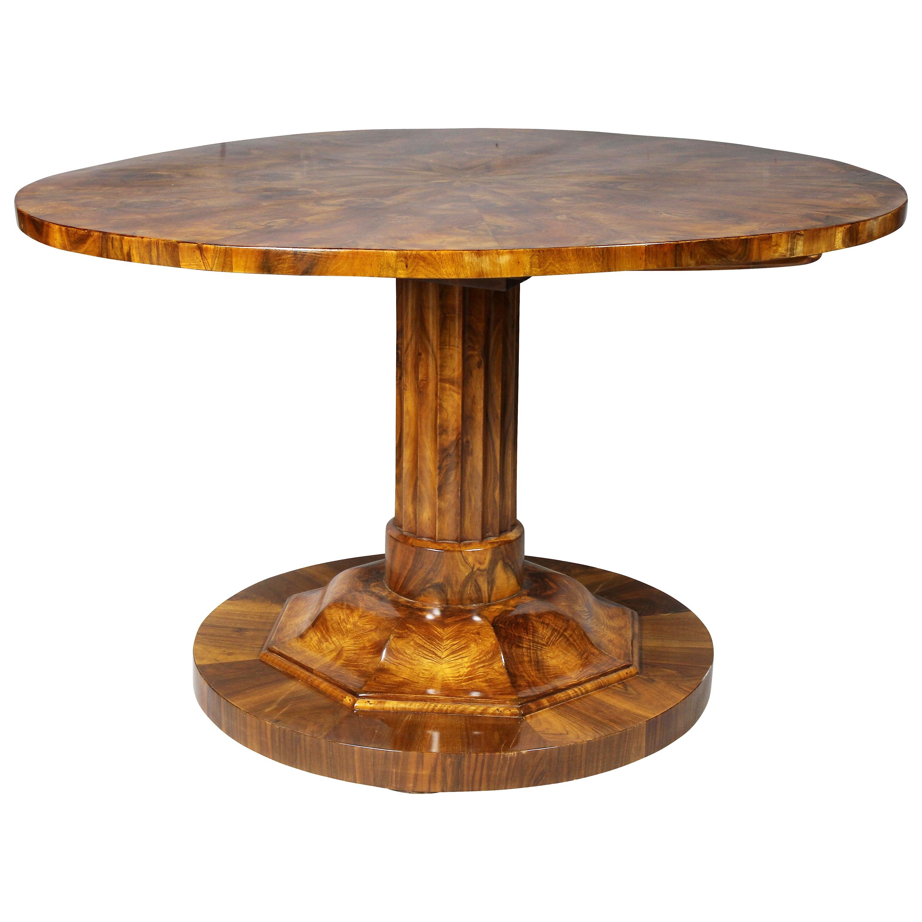 Biedermeier Figured Walnut Center Table