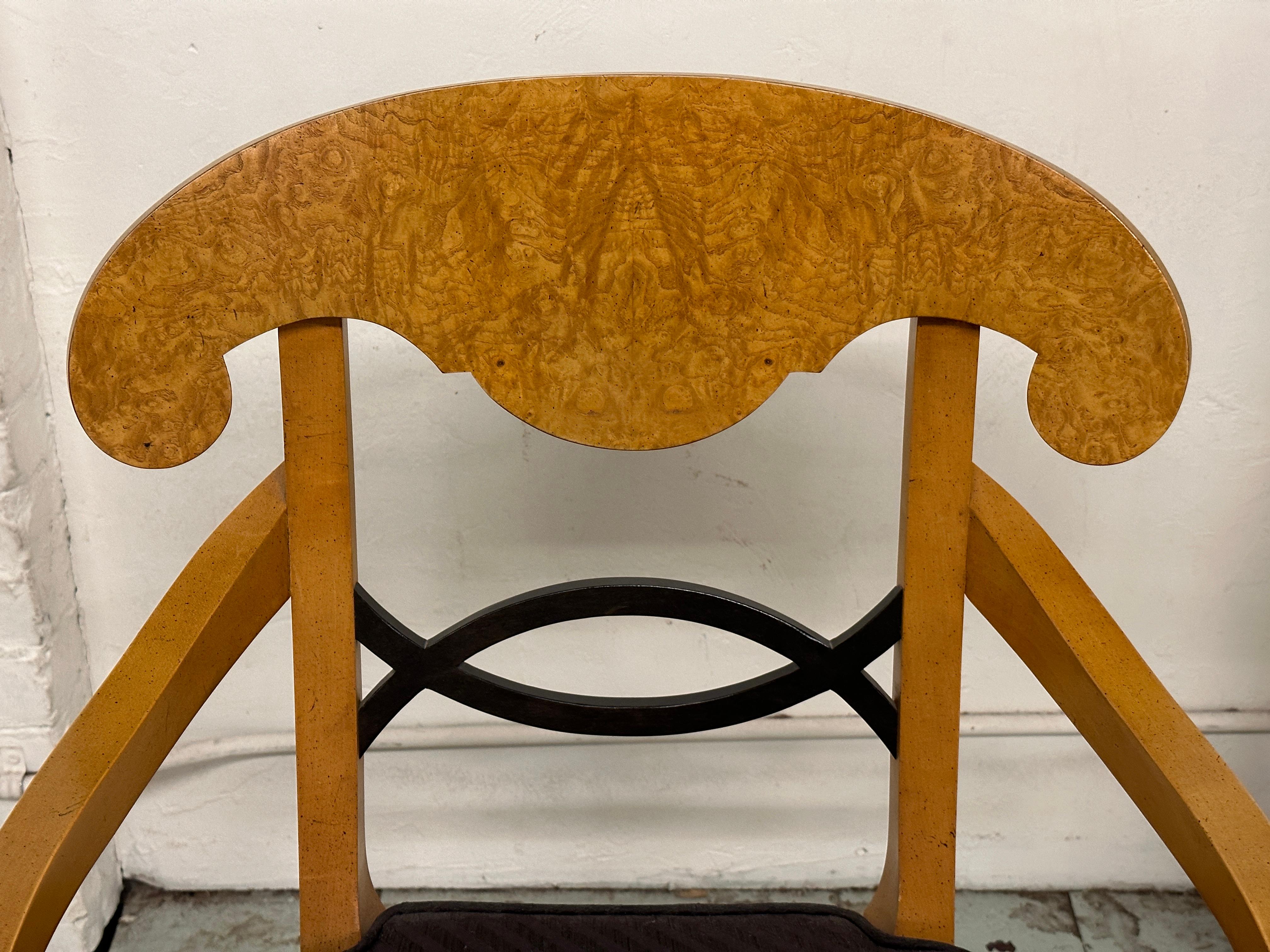 Upholstery Biedermeier for Baker Set of 6 Dining Chairs For Sale