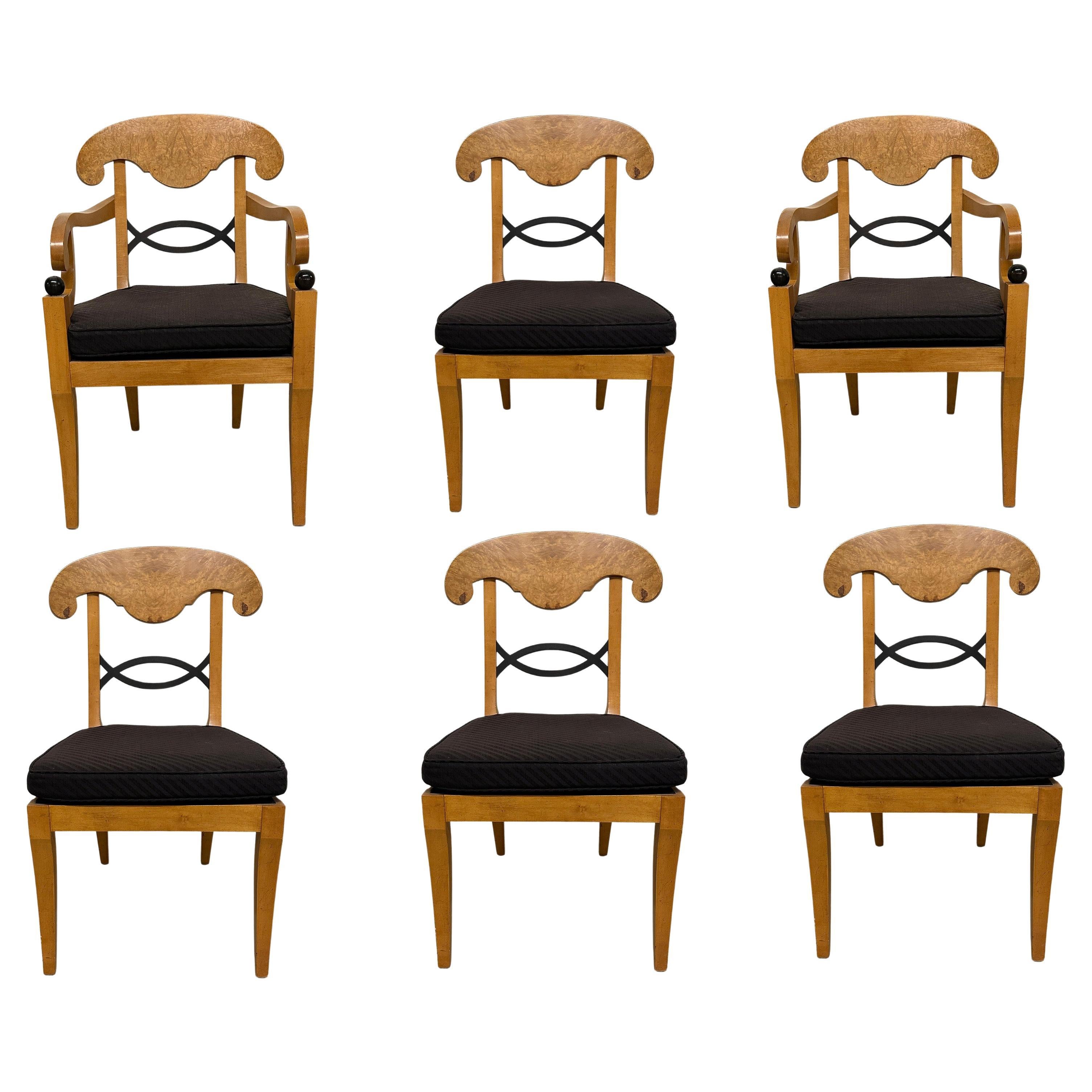 Biedermeier for Baker Set of 6 Dining Chairs For Sale
