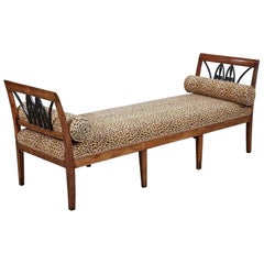 Biedermeier Fruitwood and Ebonized Window Bench