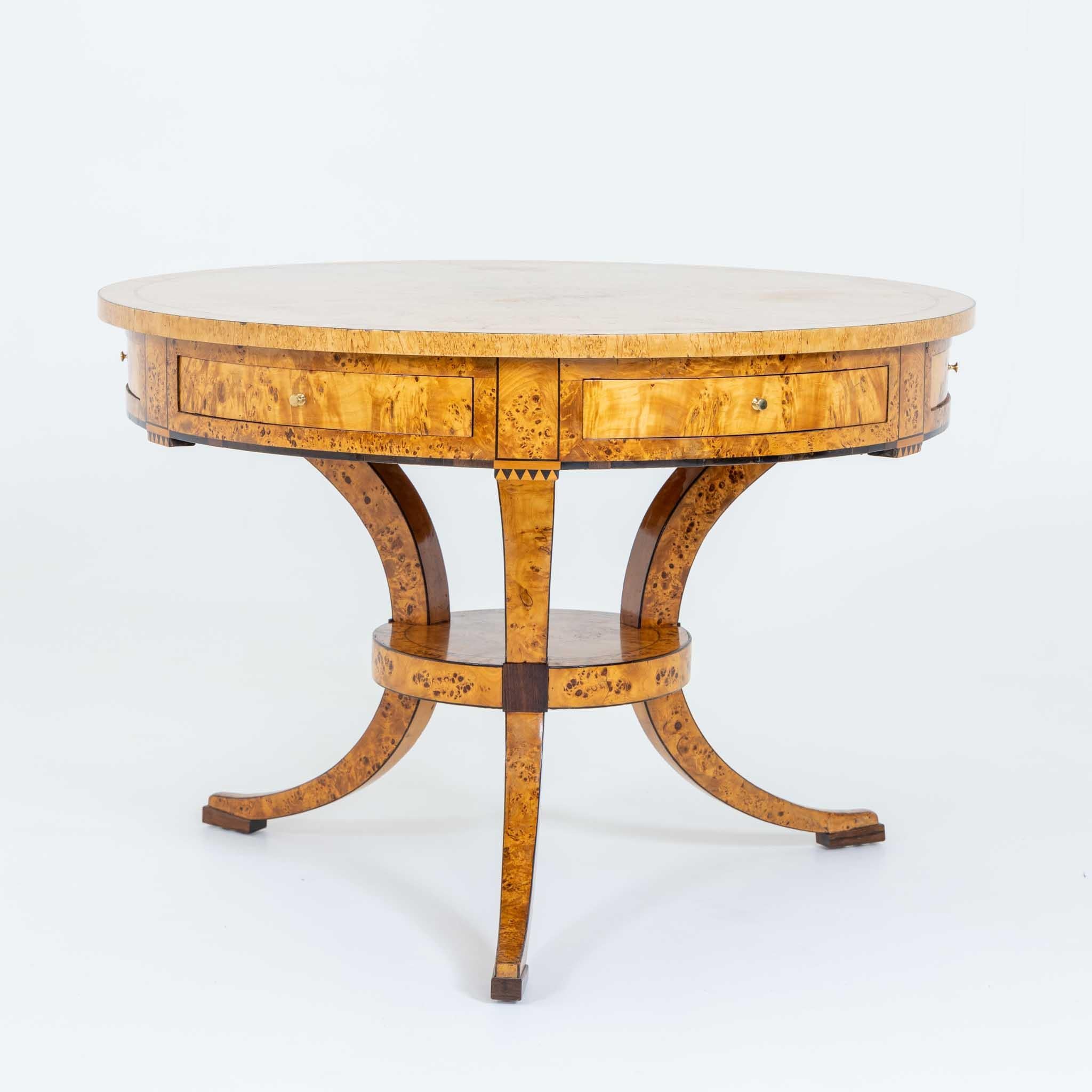 Polished Biedermeier Game Table in Birch, Baltic States, early 19th Century