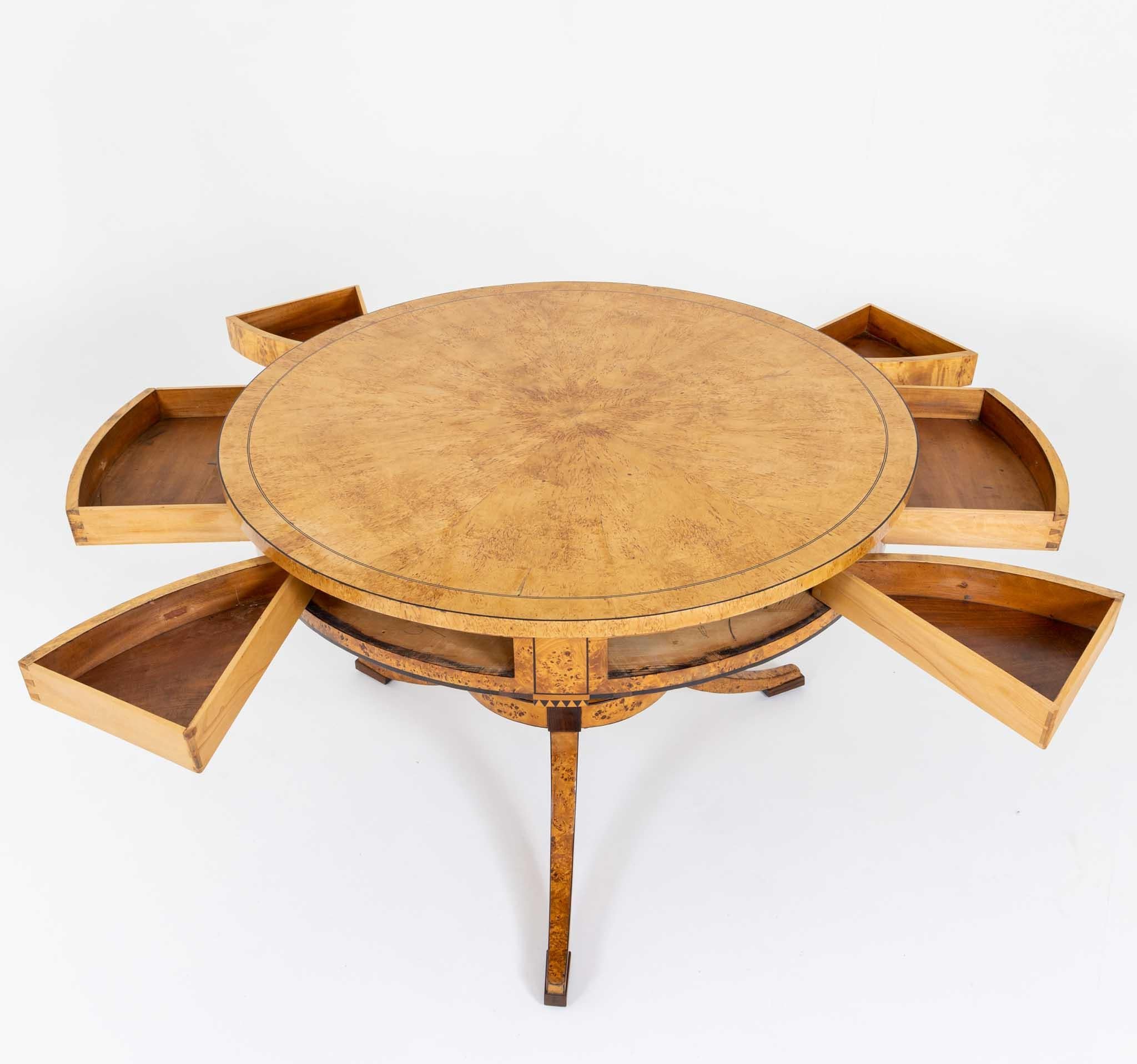 Biedermeier Game Table in Birch, Baltic States, early 19th Century 1