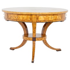 Biedermeier Game Table in Birch, Baltic States, Early 19th Century