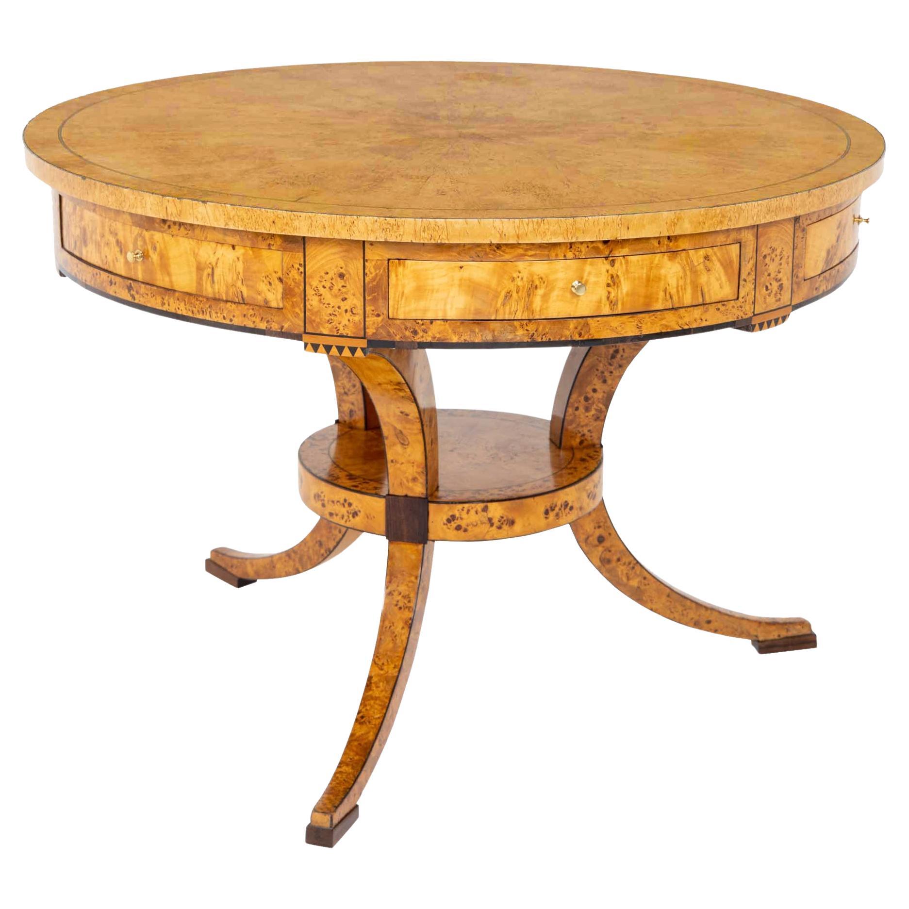 Biedermeier Game Table in Birch, Baltic States, early 19th Century For Sale