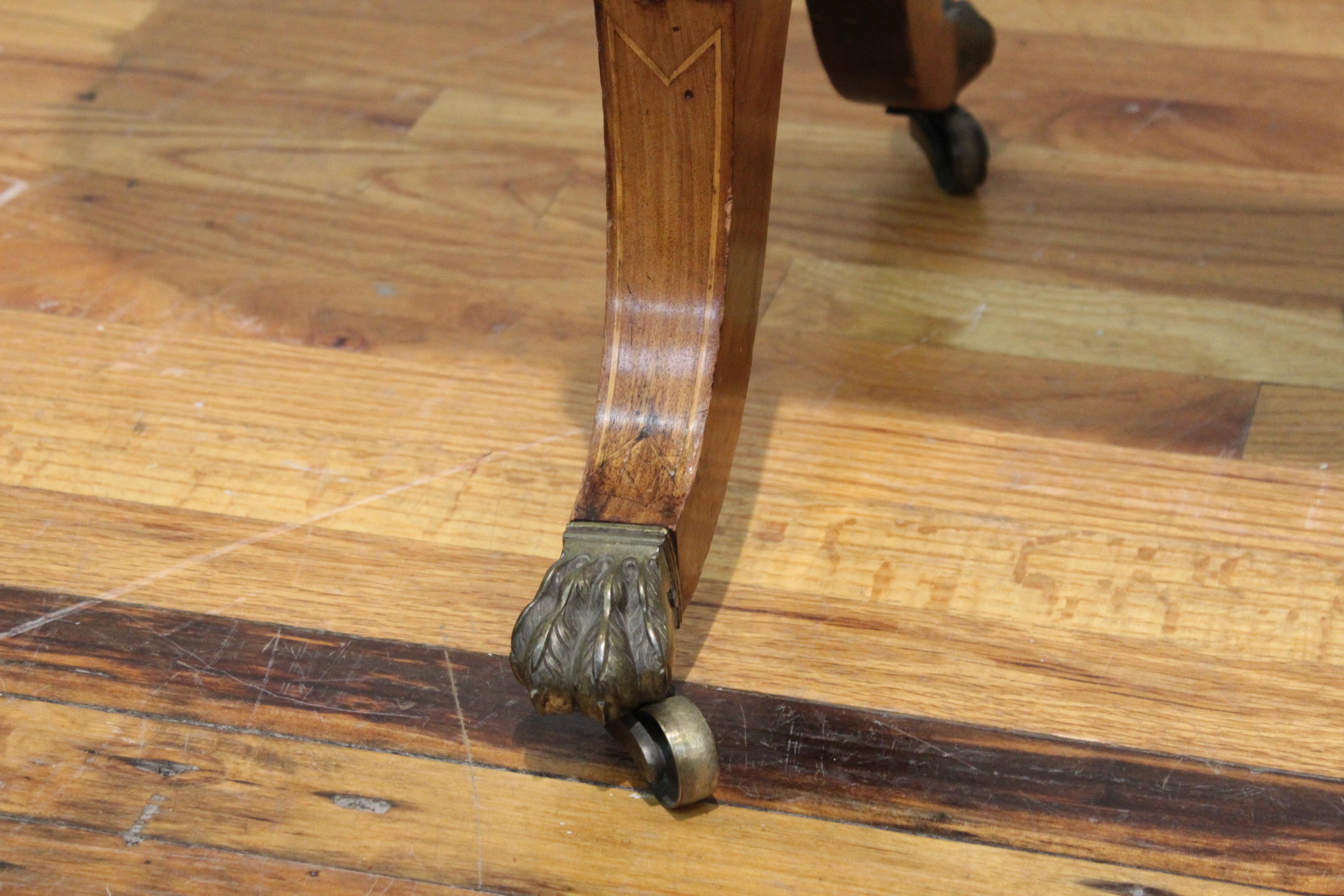Wood Biedermeier Games Table with Mahogany Veneered Lyre Base on Scroll Feet