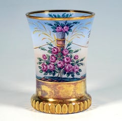Biedermeier Glass Beaker 'Cupids on a Rope', Anton Kothgasser, Vienna, ca 1825