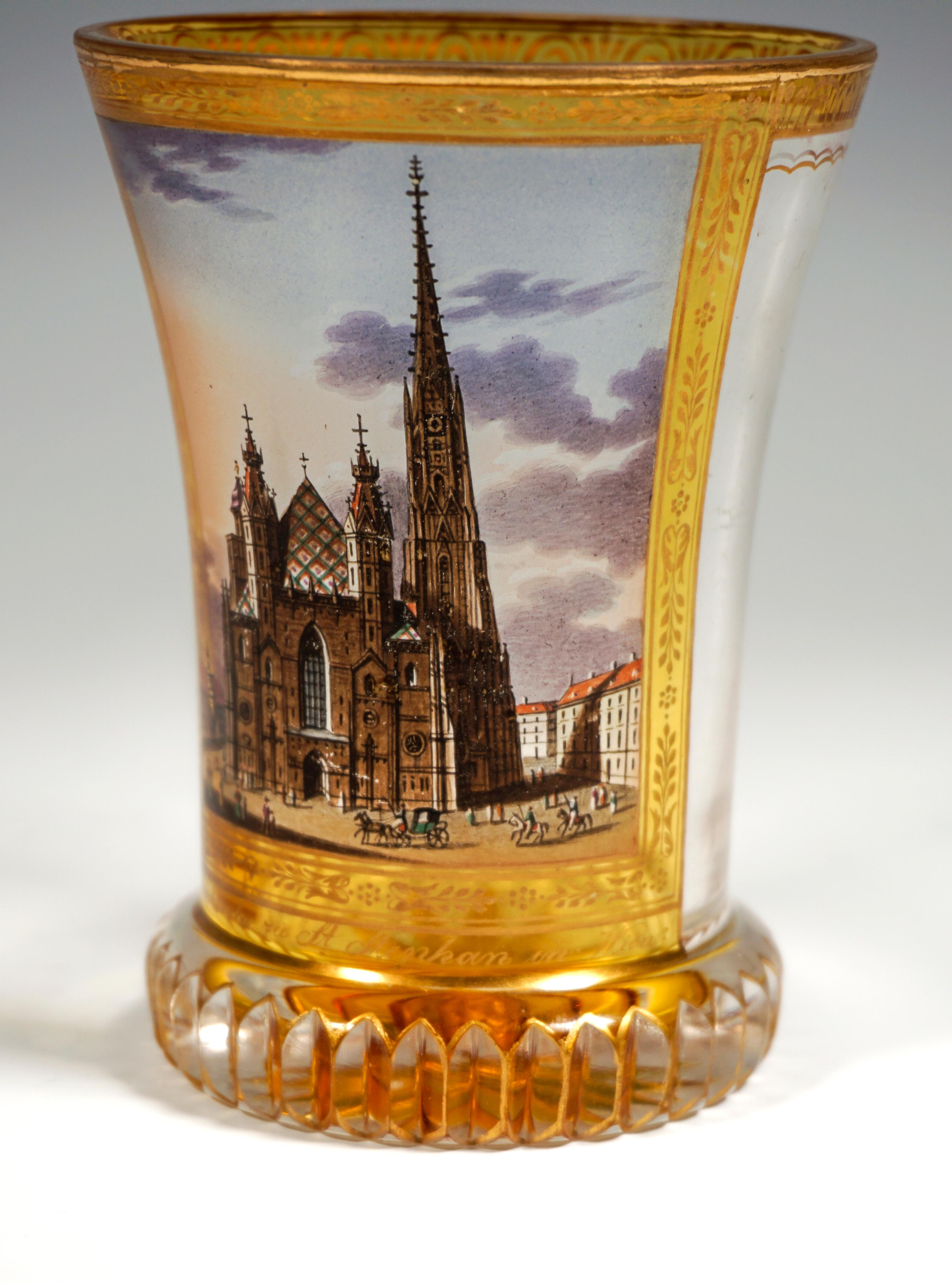 Hand-Crafted Biedermeier Glass Beaker with St. Stephen's Cathedral Kothgasser Vienna c 1820