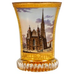 Biedermeier Glass Beaker with St. Stephen's Cathedral Kothgasser Vienna c 1820