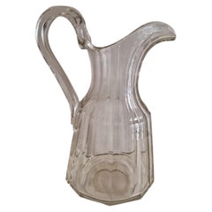 Biedermeier glass pitcher / water carafe with faceted edges, Austria, ca. 1820