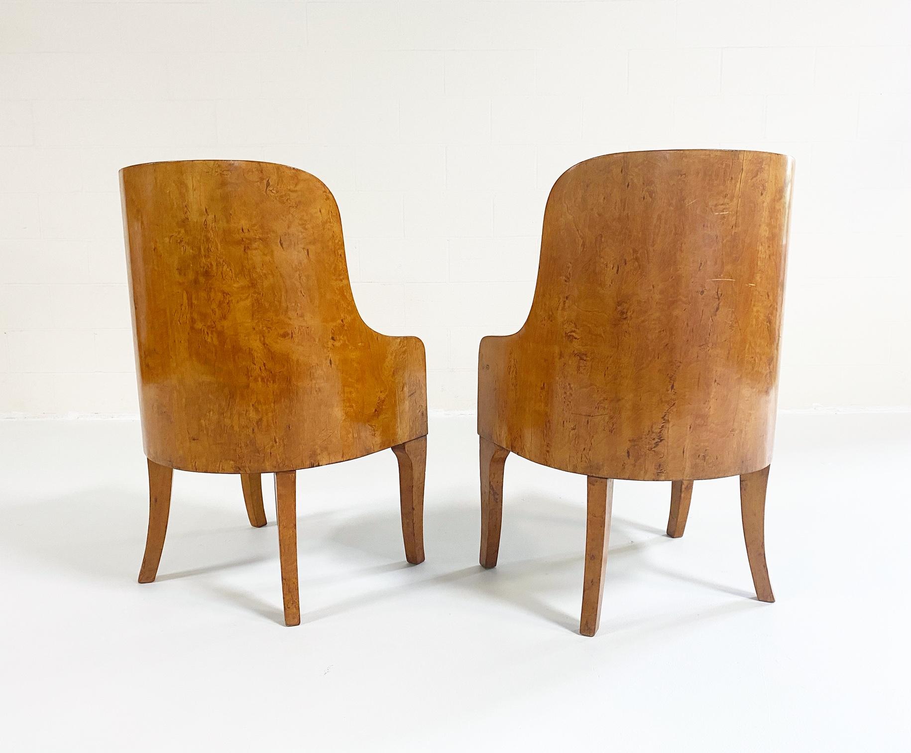 Biedermeier Gnarled Birch Armchairs in Ostrich Leather, Pair In Good Condition In SAINT LOUIS, MO