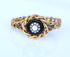 Biedermeier Gold Enamel Pearl Diamonds Bracelet, 1840