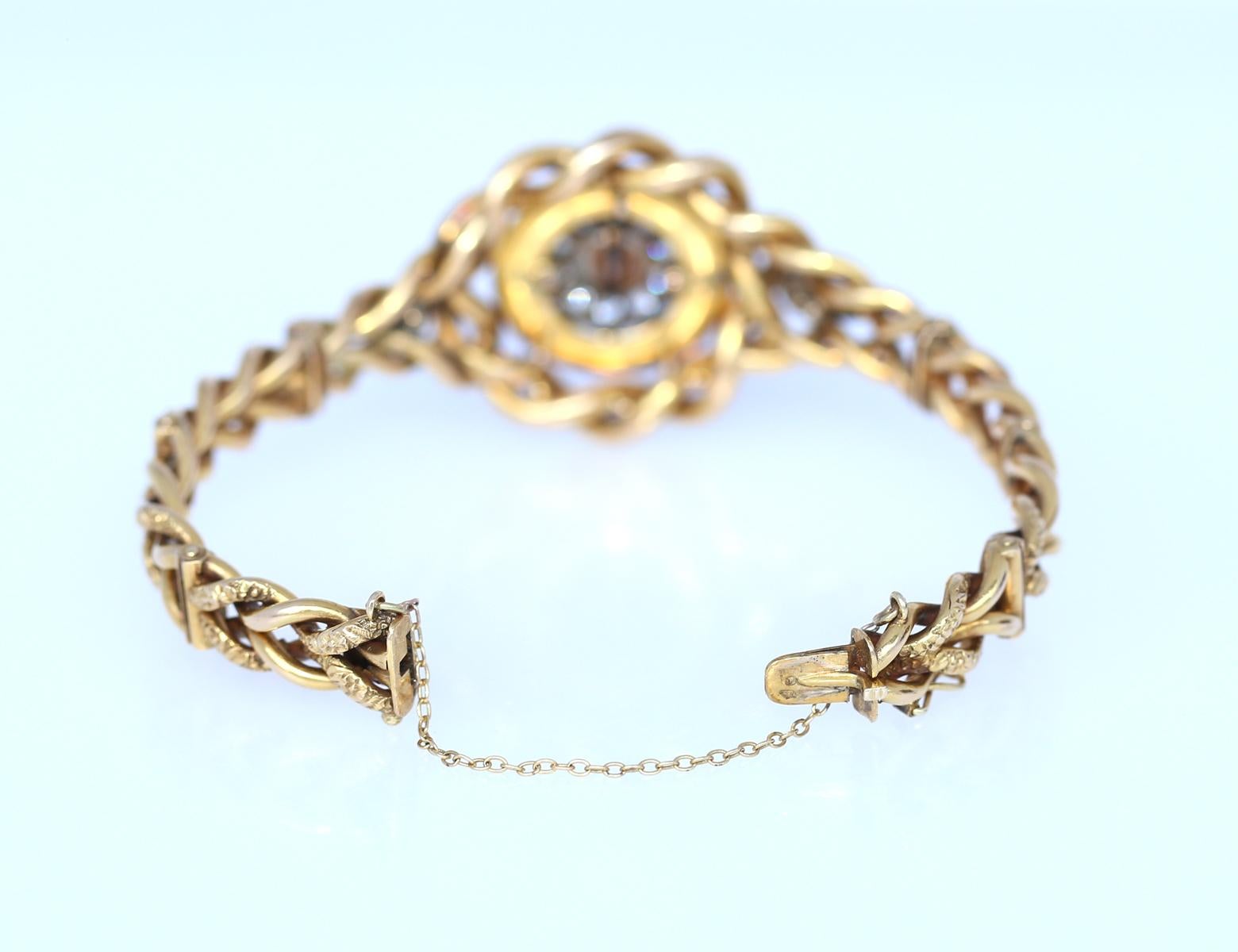 Women's Biedermeier Gold Enamel Pearl Diamonds Bracelet, 1840 For Sale