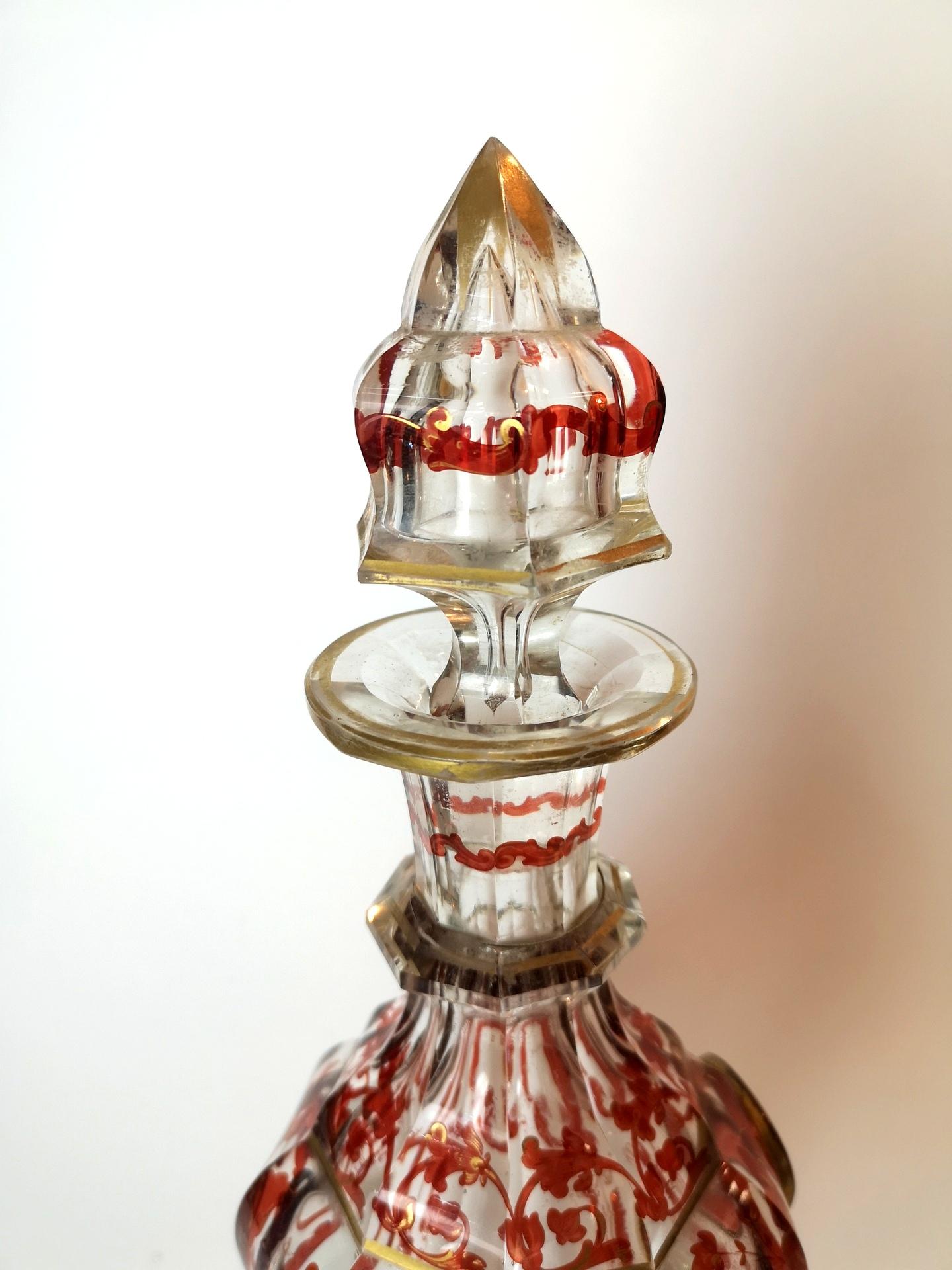 German Biedermeier Gold Plated Glass Decanter, Late 19th Century '5521' For Sale