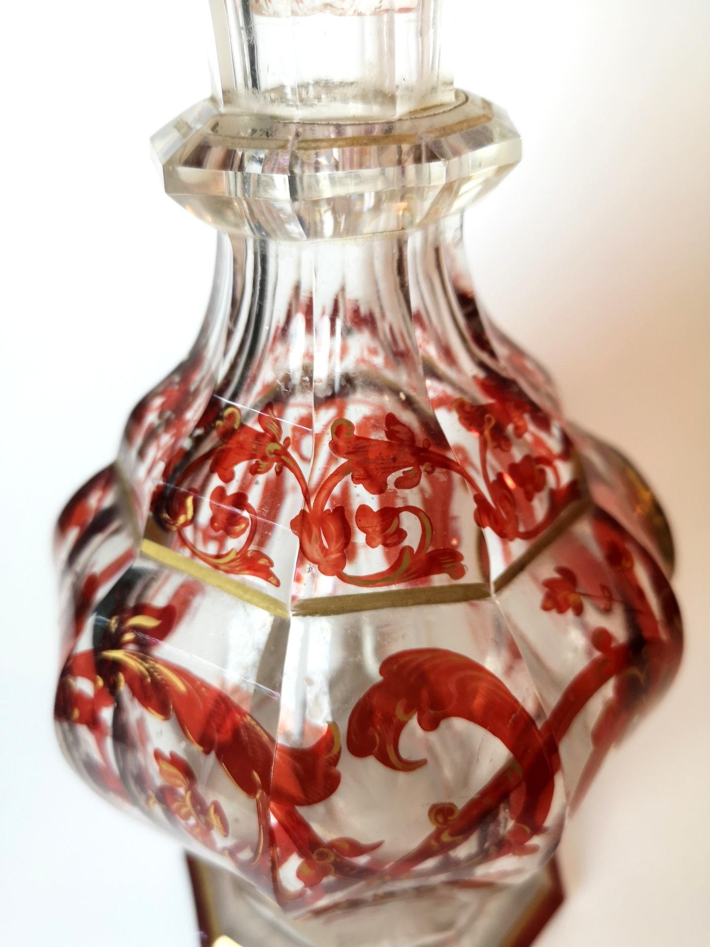 Hand-Crafted Biedermeier Gold Plated Glass Decanter, Late 19th Century '5521' For Sale