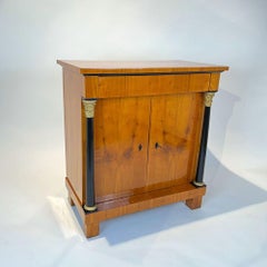 Empire Cabinet, Cherry Veneer, Full Columns with Gold, South Germany, circa 1820