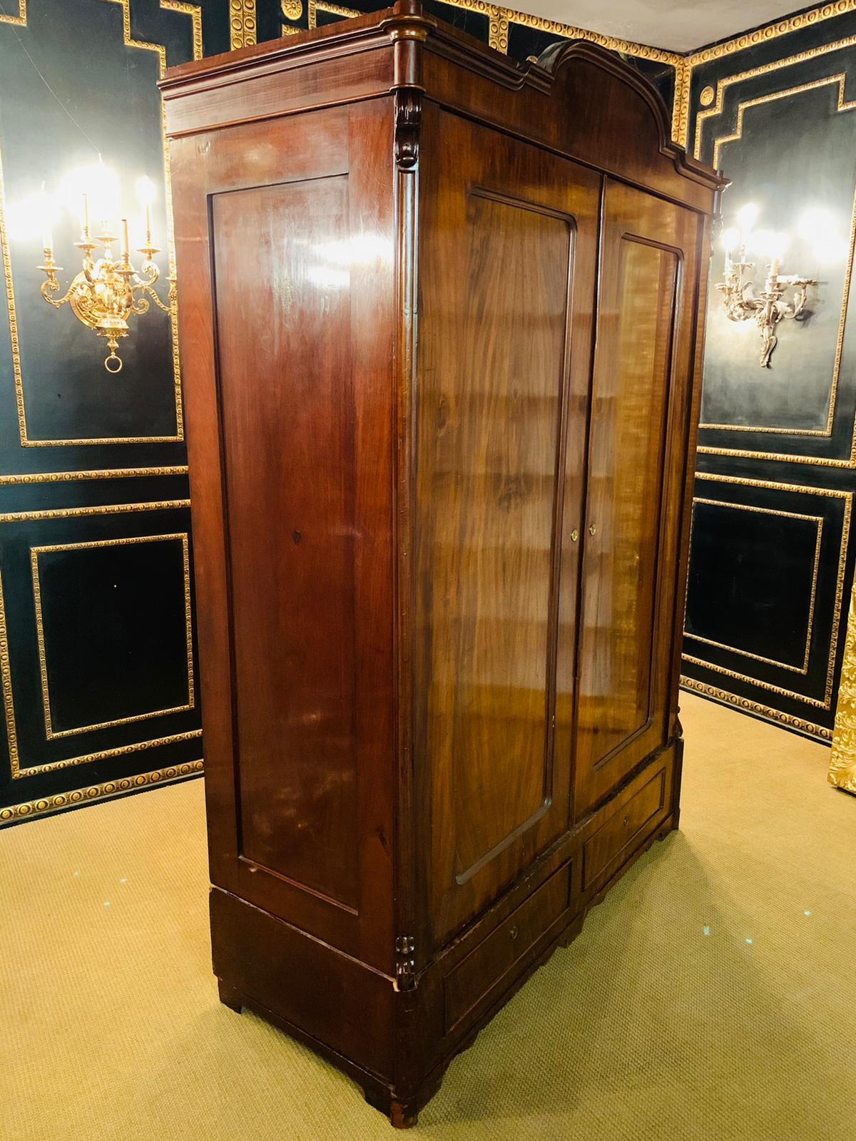 Antique Biedermeier Hall Cabinet / Wardrobe Around 1860 Mahogany veneer For Sale 12