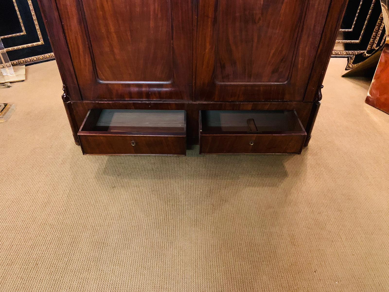 Antique Biedermeier Hall Cabinet / Wardrobe Around 1860 Mahogany veneer For Sale 1