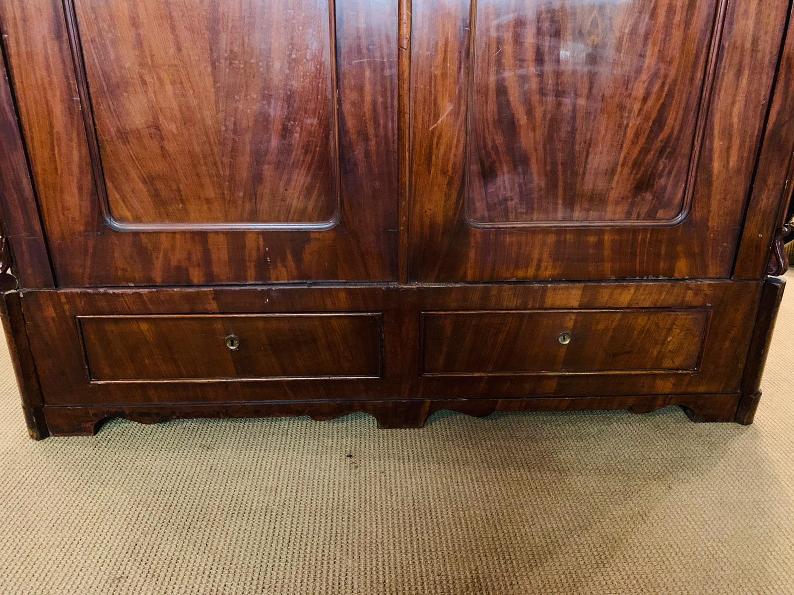 Antique Biedermeier Hall Cabinet / Wardrobe Around 1860 Mahogany veneer For Sale 2