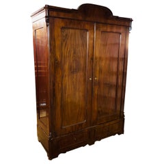 Antique Biedermeier Hall Cabinet / Wardrobe Around 1860 Mahogany veneer