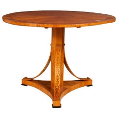 Biedermeier Inlaid Fruitwood Center Table
