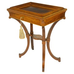 Antique Biedermeier Inlaid Rosewood and Fruitwood Work Table