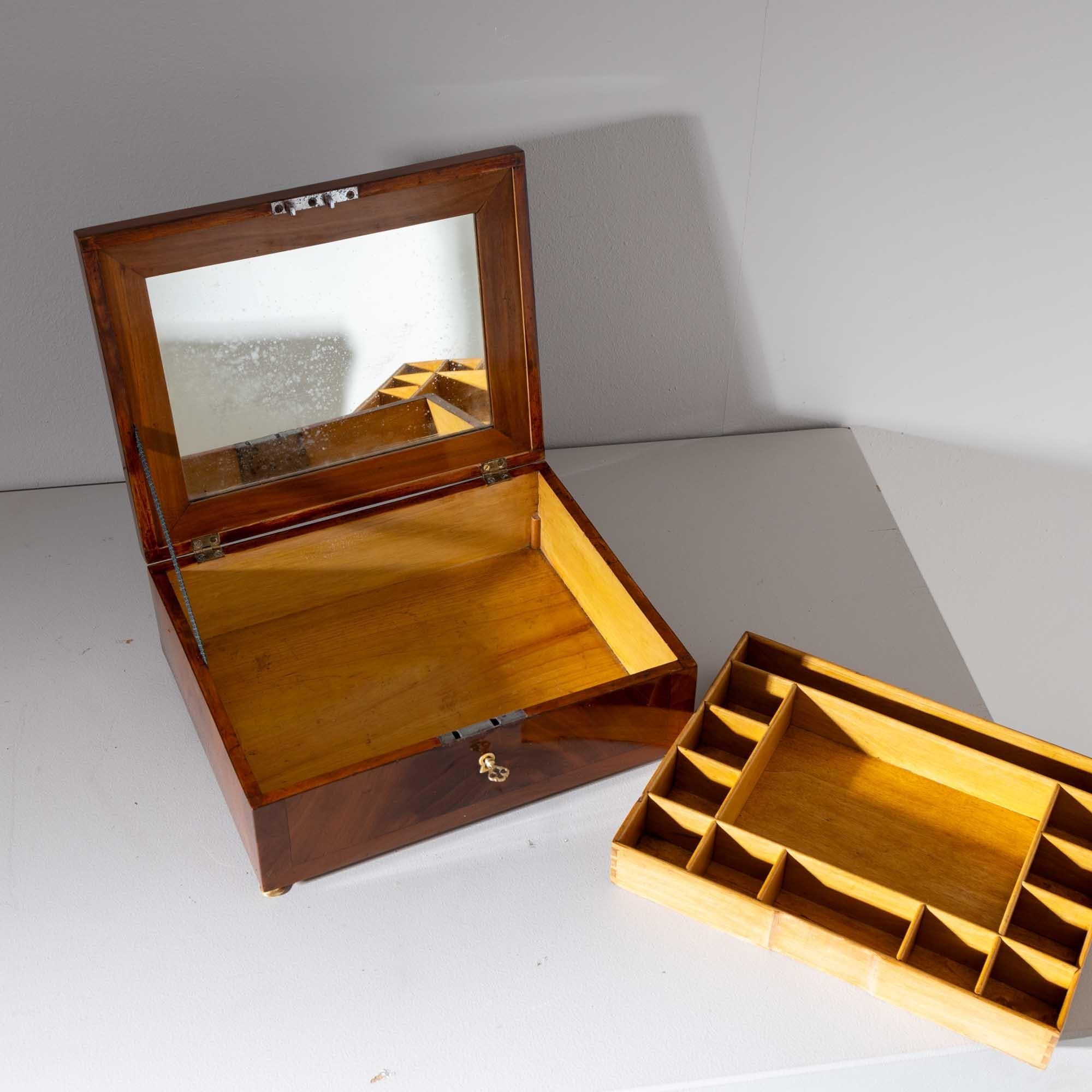 Veneer Biedermeier Jewelry Box, Mid-19th Century For Sale