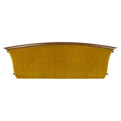 Antique Biedermeier King-Size Headboard witth Yellow Upholstery