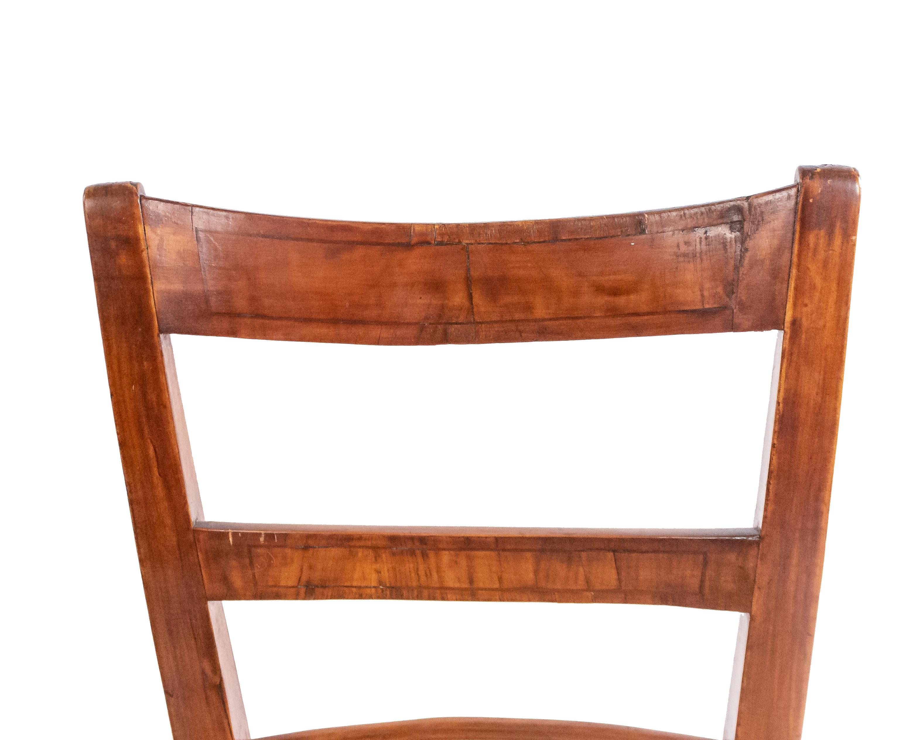 Wood Biedermeier Ladder Back Side Chairs