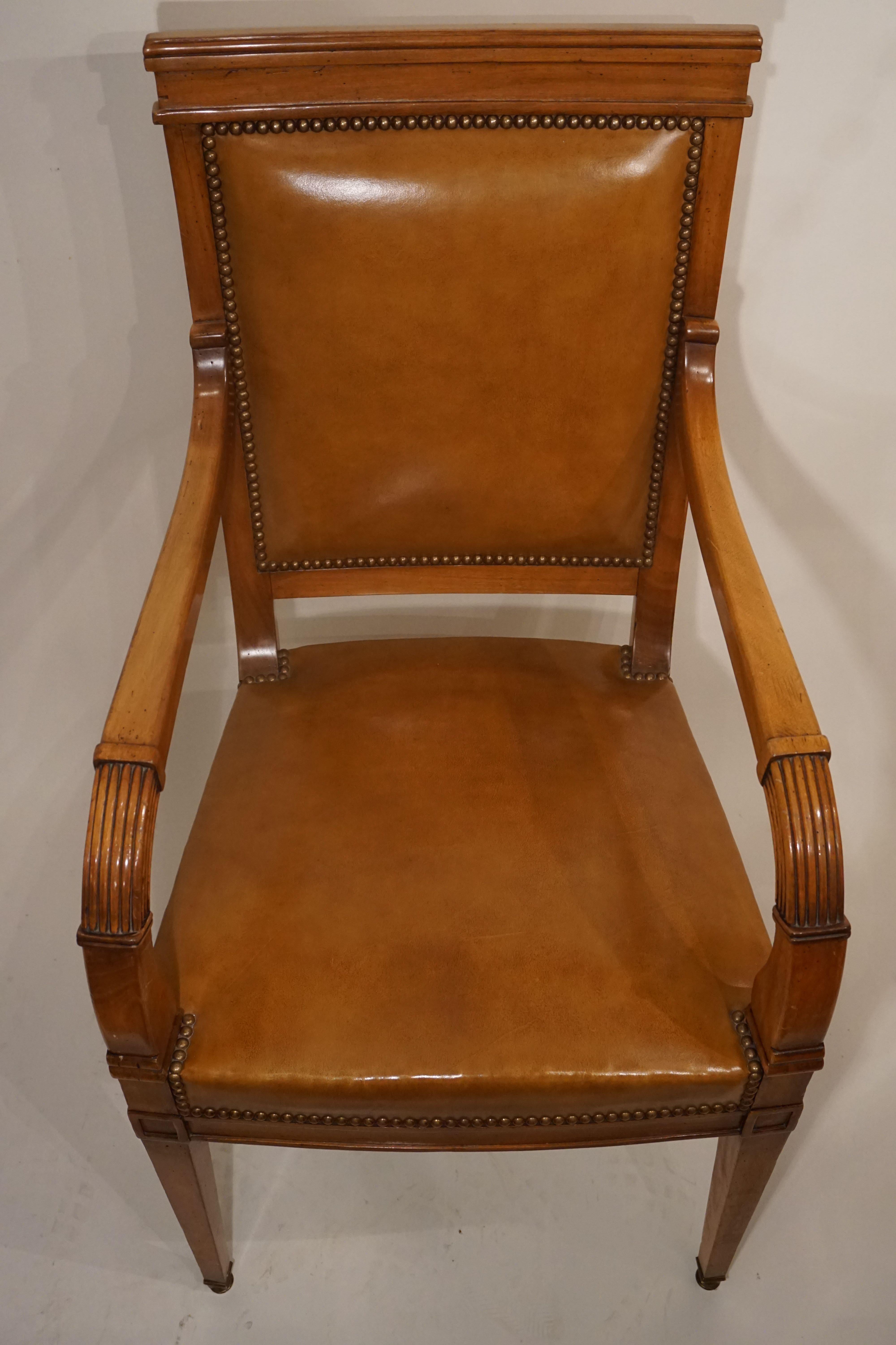 Biedermeier Louis-Philippe Armchair Leather, circa 1870 In Excellent Condition For Sale In Wuppertal, Wuppertal