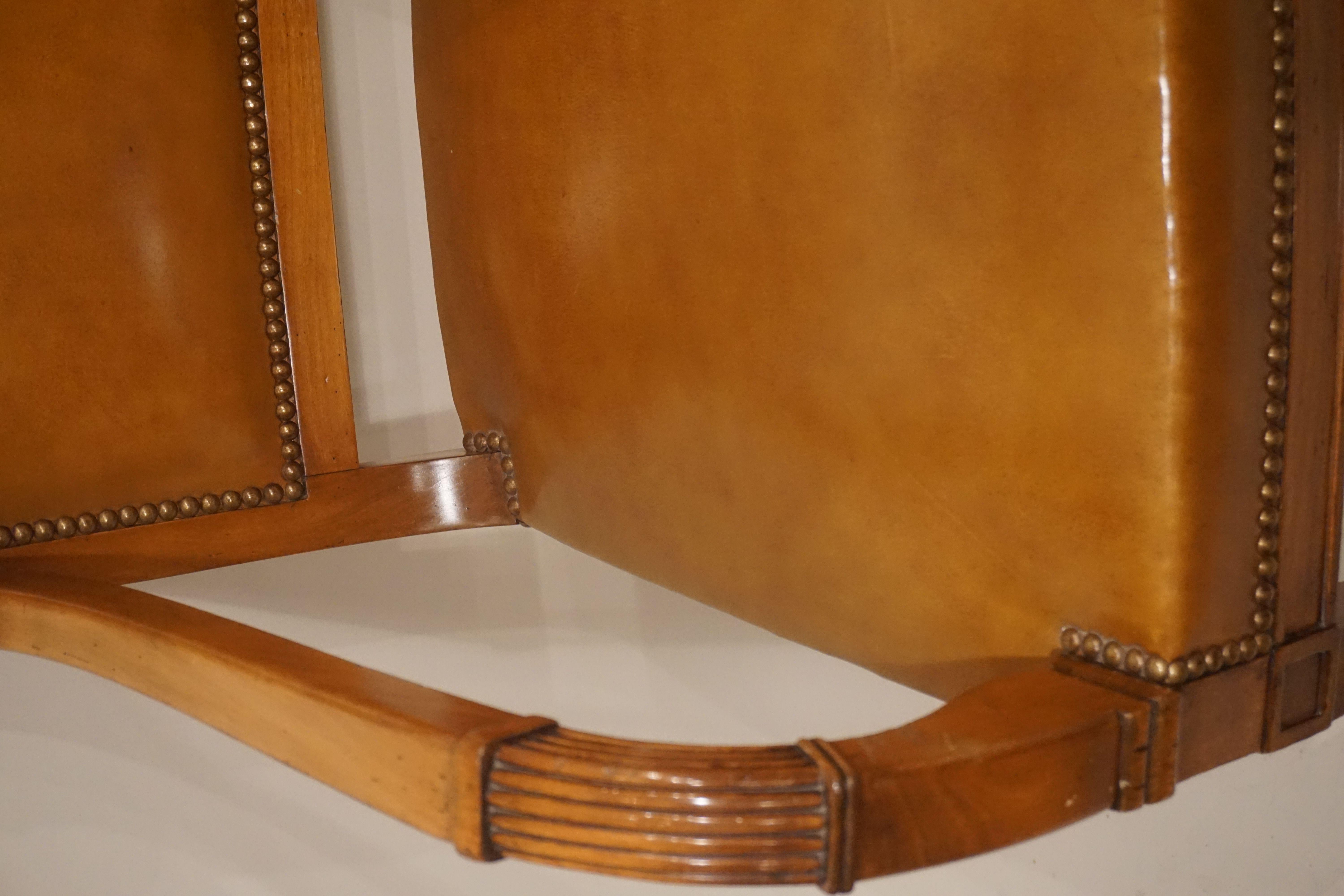 Wood Biedermeier Louis-Philippe Armchair Leather, circa 1870 For Sale