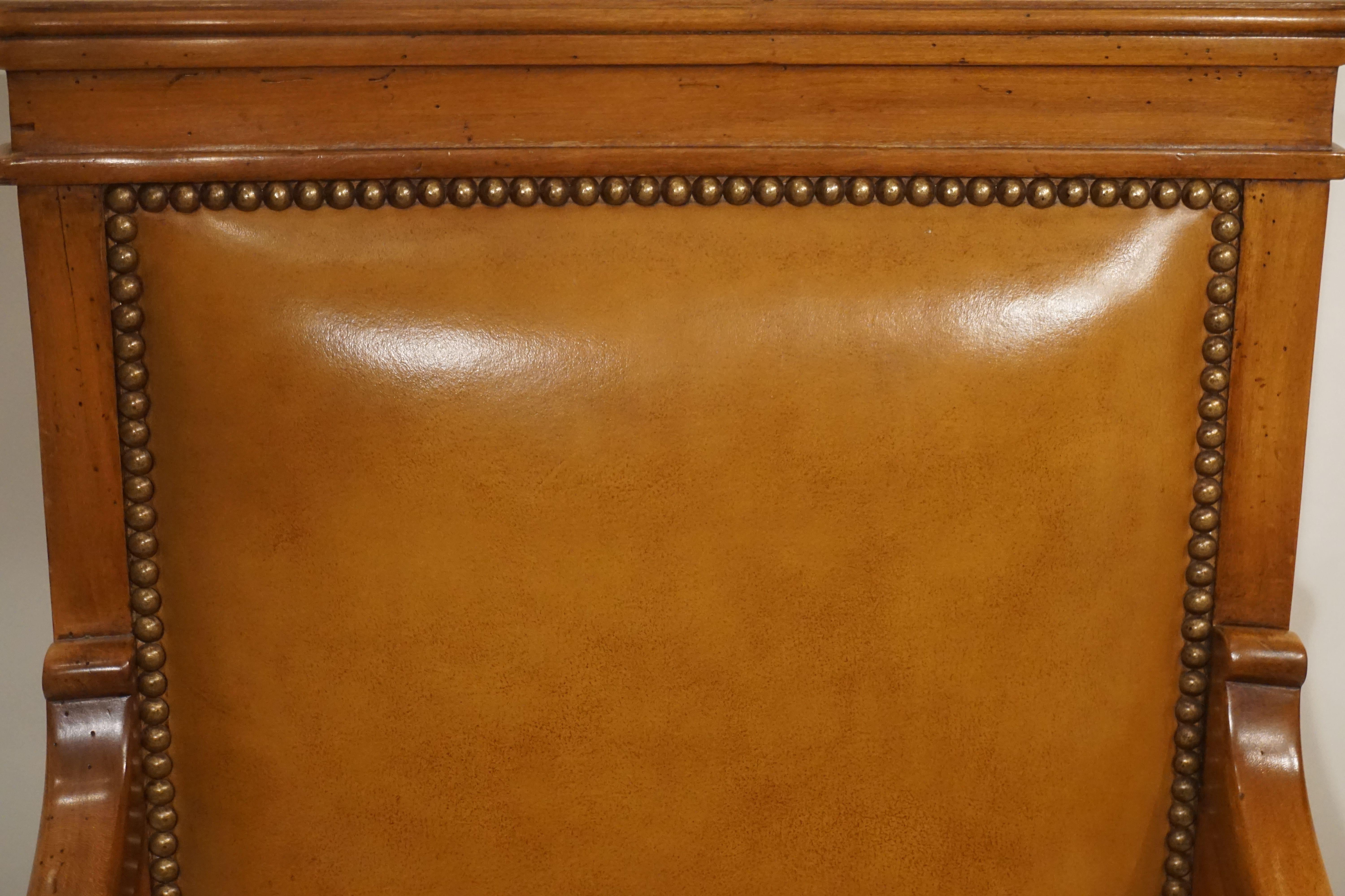 Biedermeier Louis-Philippe Armchair Leather, circa 1870 For Sale 1