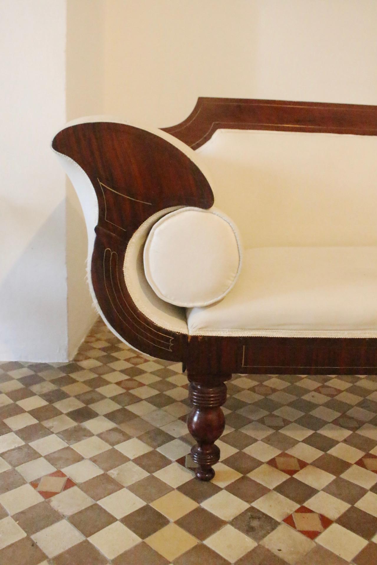  Biedermeier Louis Philippe Romantic Classic Cuban Mahogany Spanish Sofa, 1830 For Sale 5