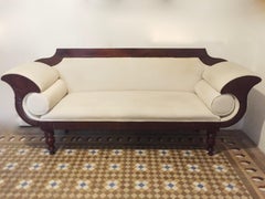 Biedermeier Louis Philippe Romantic Classic Cuban Mahogany Spanish Sofa, 1830