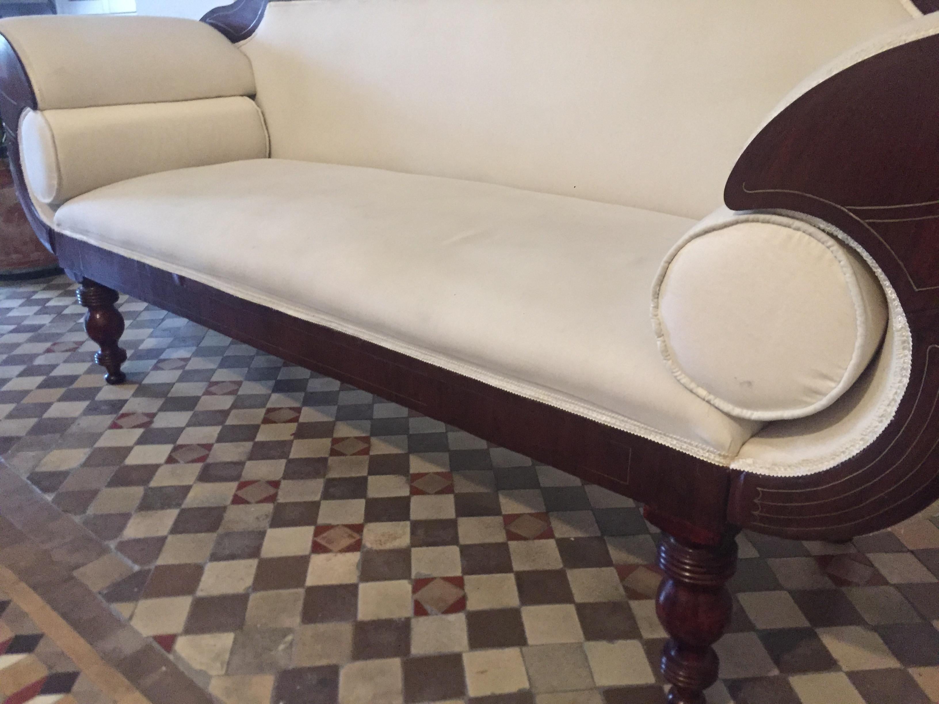  Biedermeier Louis Philippe Romantic Classic Cuban Mahogany Spanish Sofa, 1830 In Good Condition For Sale In Valencia, Valencia